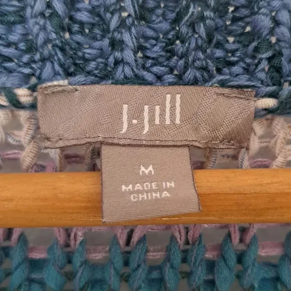 J Jill Multicolor Chunky Knit Cardigan 3/4 Sleeve Medium Sweater - Picture 5 of 7